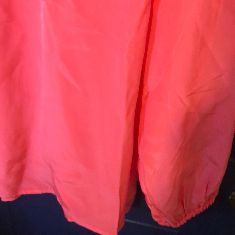 Lilly Pulitzer Coral Pink Long Sleeve Smocked Yoke Blouse - Picture 5 of 5